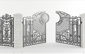 Forged gate with a gate and pillars