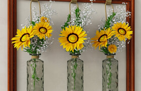 Decorative set with sunflowers