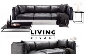 Living divani leather rod sofa