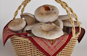 Mushrooms in a basket. White mushrooms