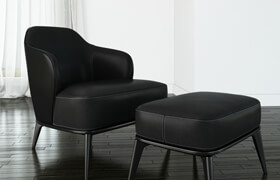 Minotti - Leslie armchair with ottoman leather