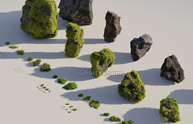 CgTrader - Moss 7 Species and Stones - PBR Asset Kit VR  AR  low-poly 3d model