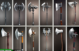 CGTrader - Fantasy Axe Collection Pack Low-Poly 3D Model