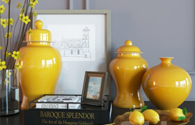 Decoration set yellow vases
