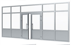 Aluminium door with partitions