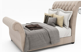 Waverly Taupe King Upholstered Sleigh Bed with Button Tufted Headboard