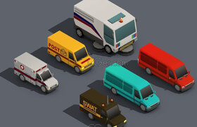Cgtrader - Low Poly Car Pack 01 Isometric VR  AR  low-poly 3d model