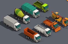Cgtrader - Low Poly Cartoon Truck Pack 01 3D model