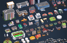 Cgtrader - Low Poly City Pack 2 VR  AR  low-poly 3d model