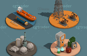 Cgtrader - Low Poly Oil Industry Isometric VR  AR  low-poly 3d model