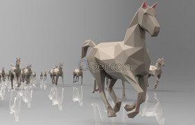 Cgtrader - Low poly running horses - 23pcs posed VR  AR  low-poly 3d model