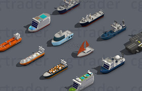 Cgtrader - Low poly Ships pack 01 Isometric VR  AR  low-poly 3d model