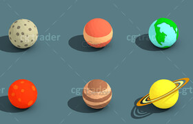 Cgtrader - Low Poly Solar System Planets Isometric VR  AR  low-poly 3d model