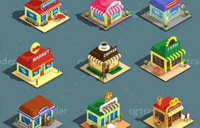 Cgtrader - Low Poly Stores House ver 2 Isometric VR  AR  low-poly 3d model