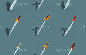 Cgtrader - Low Poly Sword Isometric Icon VR  AR  low-poly 3d model