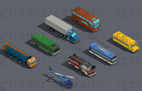 Cgtrader - Low Poly Truck Pack 03 Isometric VR  AR  low-poly 3d model
