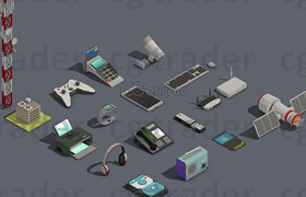 Cgtrader - Low Poly Wireless Technology Isometric VR  AR  low-poly 3d model
