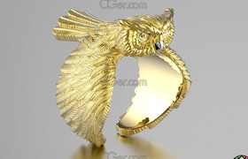 Cgtrader - Owl fashion ring 0156 3D print model