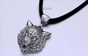 Cgtrader - Pendant wolf head 0190 3D print model