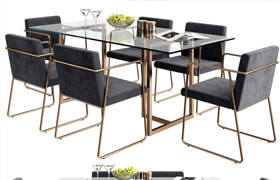 CB2 rouka chair & rectangular dining table