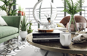 Cgtrader - Vintage Living Room Interior Scene for Render 3D model