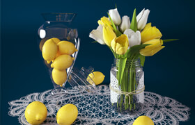 lemon and tulips