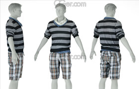 Cgtrader - Male Casual Outfit 40 Shorts Shirt Footwear Low-poly 3D model