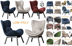 Cgtrader - ARMCHAIR Collection 10 Pieces 3d model Low-poly 3D model