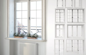 Set classical windows with decor