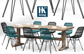 Table and chairs HKliving Rotan Stoel