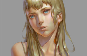 Artstation - Painting portrait - Line to Color by Naranbaatar Ganbold