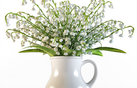 Bouquet of lilies of the valley in a jar