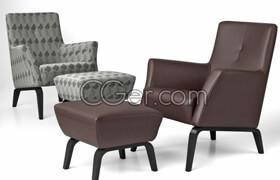 Designconnected pro models - PALIO ARMCHAIR LOW + POUF