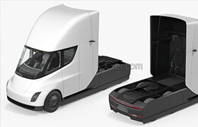 Tesla Semi Truck[3ds,c4d,fbx,lwo,max,obj] - 3dmodel