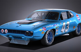 Turbosquid - Plymouth Roadrunner NASCAR Richard Petty 1971 - 3D Model [3ds-c4d-fbx-lwo-max-obj]