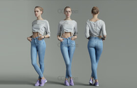 Artstation - Girl in Jeans Posing Casual - 3dmodel