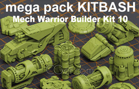 Artstation - Mega Pack KITBASH 320 DETAILS by Oleg Ushenok - 3dmodel