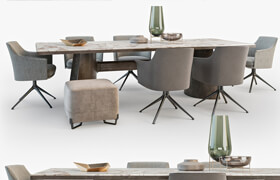 Poliform Kensington table Stanford chair set_01