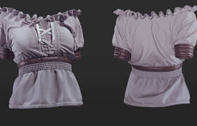 Evgenia Petrova - Female Medieval Style Blouse. Tutorial Marvelous Designer Clo3d Project OBJ FBX