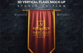 GraphicRiver - 10 Realistic 3D Vertical Flags Mock-Up 17555061