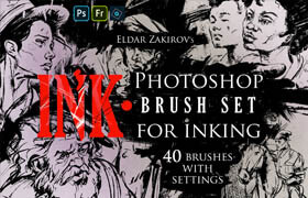 ArtStation - INK 40 Photoshop Brushes for Inking - brush