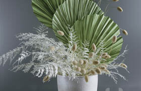 Bouquet with fern and lagurus