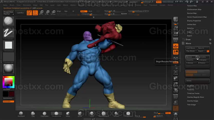 skillshare thanos vs deadpool in zbrush