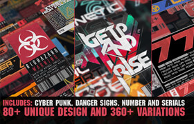 Artstation - 360 CyberPunk Decals Bundle - 贴图素材