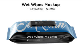 CreativeMarket - Wet Wipes Pack With Plastic Mockup 6063397 - 平面素材