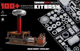 Artstation - 100 Steampunk KITBASH PACK (Zbrush IMM Brushes) Game ready topology - 3dmodel