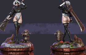 Cgtrader - 2b - Nier Automata Fanart Statue 3D print model