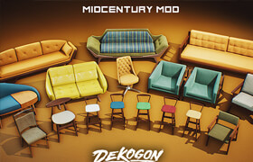 Cubebrush - Retro Mid Century Mod Props VOL.2 [UE4 Raw Files] 3dmodel