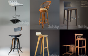 3dsky网站的6个Pro级别的高脚凳吧凳模型