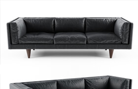 Rosewood and Original Black Leather Sofa by Illum Wikkelsø